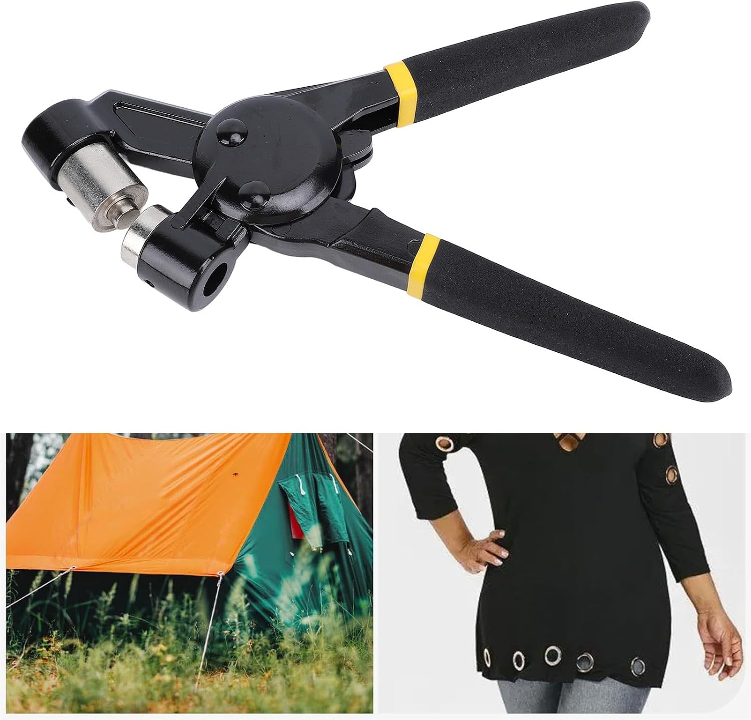 Hand Press Plier for Snap Buttons, Handheld Metal Eyelet Setter Tool with 10mm Grommets, Includes 500 Sets Fasteners and Hole Punch for Fabric, Bags, Awnings