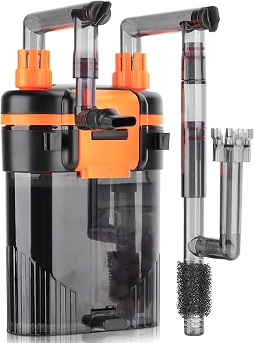 hygger Filtro externo de acuario para colgar en la parte posterior, filtro silencioso para tanque de peces con filtración de 3 etapas, motor