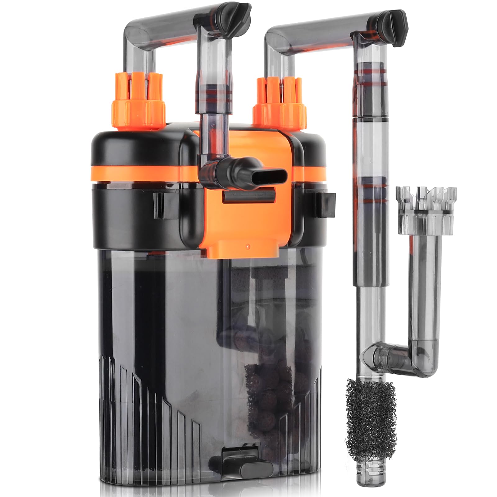 hygger External Hang-On-Back Canister Aquarium Filter,Quiet Fish Tank Filter with 3-Stage Filtration,Anti-Dry Burn Motor,Adjustable Flow,Oil Skimmer,Duckbill Nozzle,Shower Spray Bar (8W,40-60 Gal)