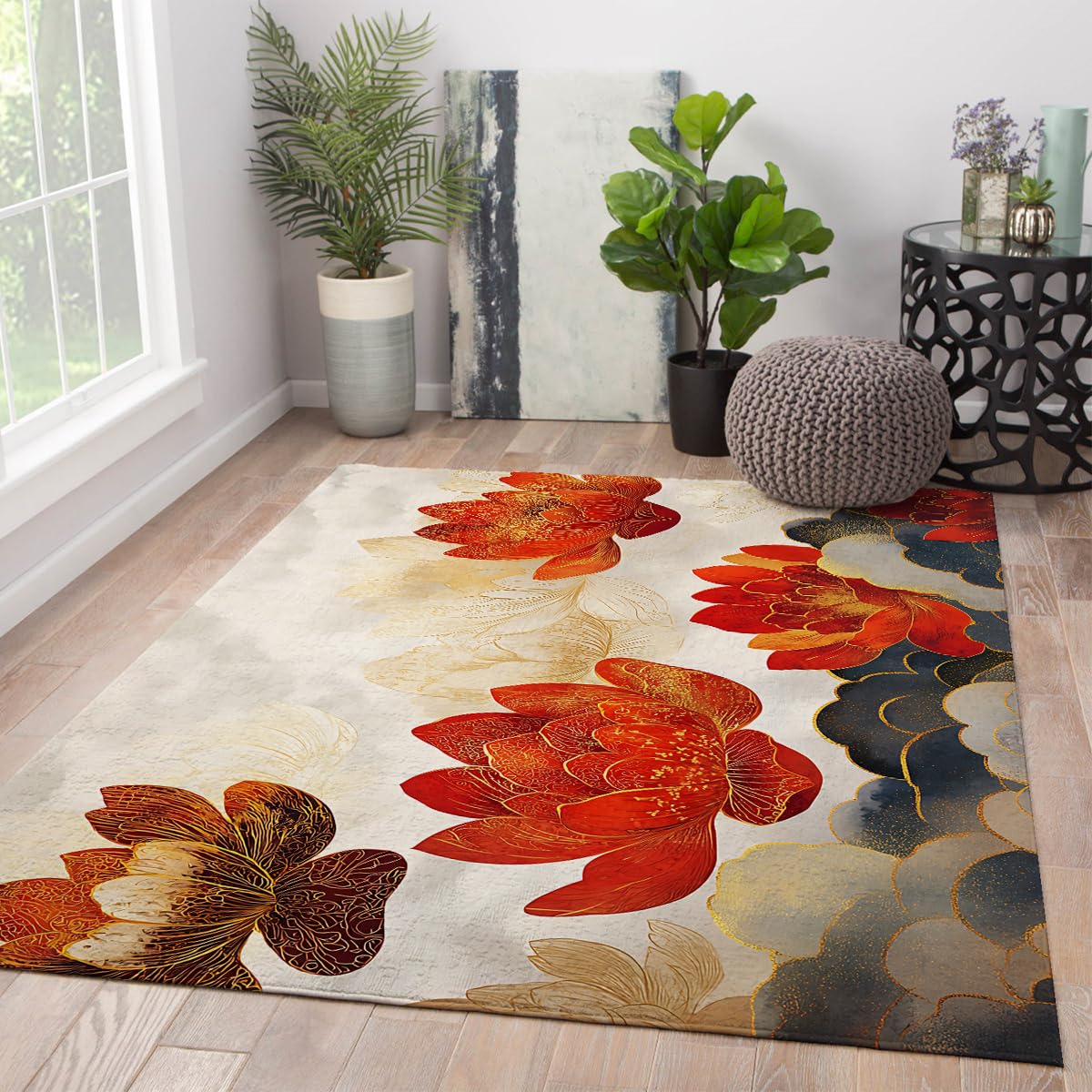 Tapis de Salon Lotus 90x150 cm : Modèle Lavable et Antidérapant
