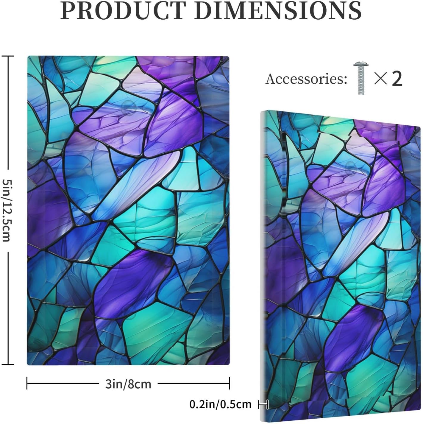 Light Switch Cover Plate Blue Purple Stained Glass Geometric Pattern 1 Gang No Device Blank Wall Plate Decorative Switch Plate Covers Electrical Outlet Cover for Bedroom Home Decor
