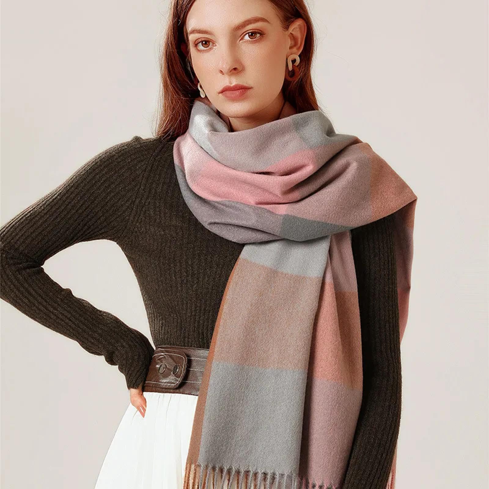 Schals Tücher Halstuch Scarf Damenschal, Gestreift, Kariert, Elegant, Im Promi-Stil, Herbst- Und Winterschal, Neue Imitation
