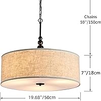 Vista 2 de Shrine Candelabros de Tambor de Iluminación, Estilo de Granja, Lámpara Colgante de Tambor Perfecta para Comedor, D21'' x H8'', Cadenas Ajustables