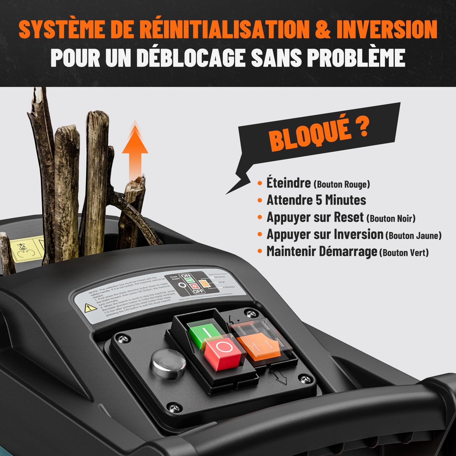 DOVAMAN GT10 Broyeur de Jardin Silencieux, Rouleau à 6 Dents, Ratio de Broyage 18:1, 2800W Moteur Sans Balais, Broie jusqu'à 45mm, 88dB, 55L Bac, Broyage Sans Effort du Déchets de Jardin