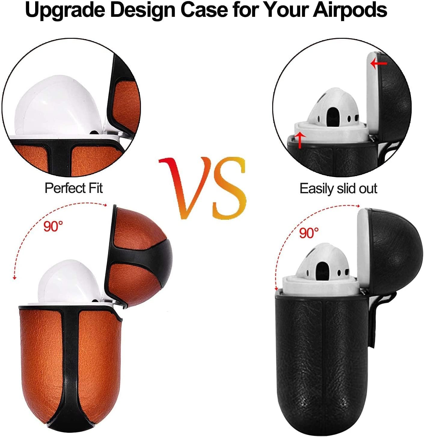 V-MORO Compatible with Airpods Pro Case Leather, Genuine Leather Airpod Pro Case for Airpods Pro Protective Cover Skin Men Women Front LED Visible - Brown