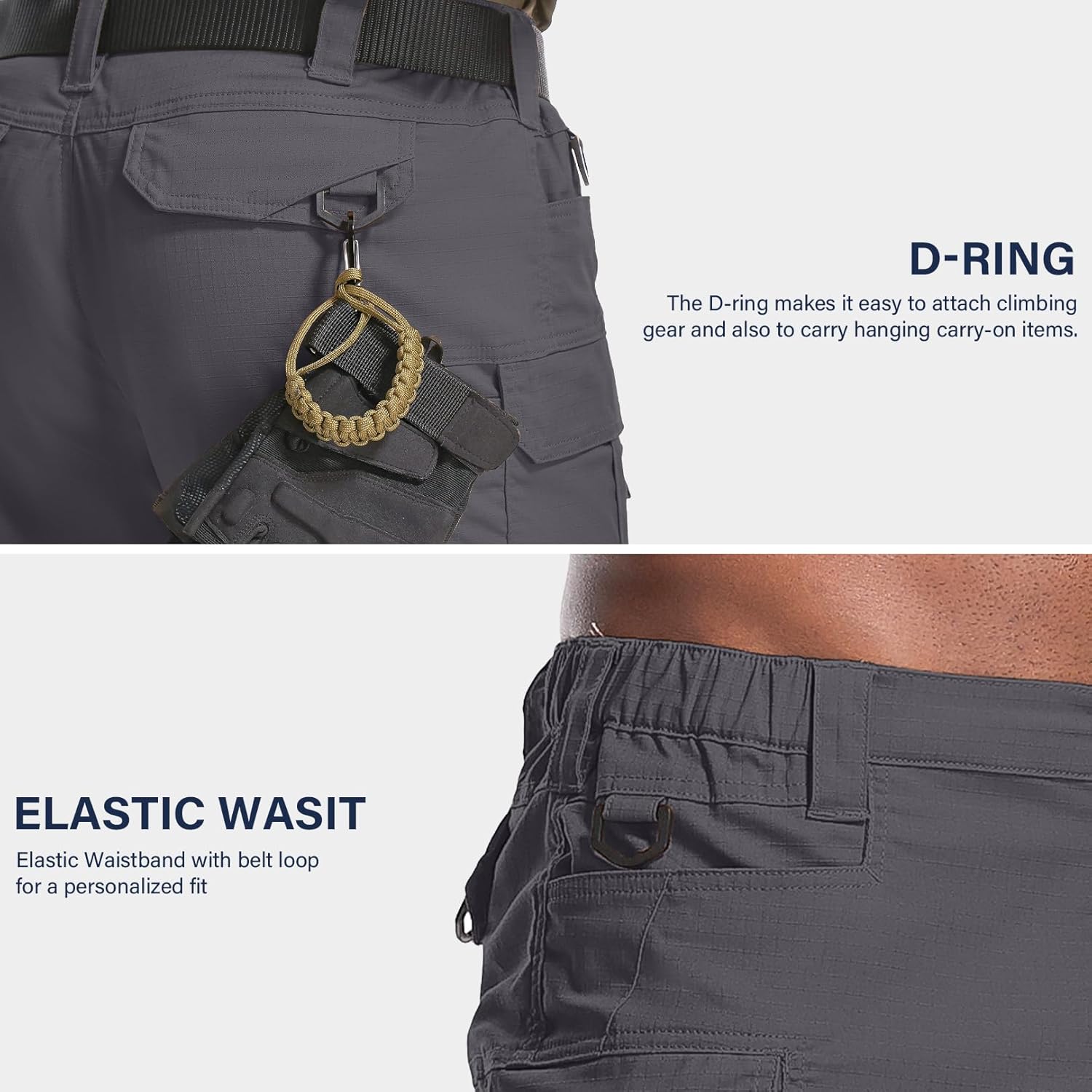 Men's Hiking Cargo Tactical Shorts with Multi Pockets Stretch Water Resistant Shorts Outdoor Hiking Fishing Camping(No Belt)