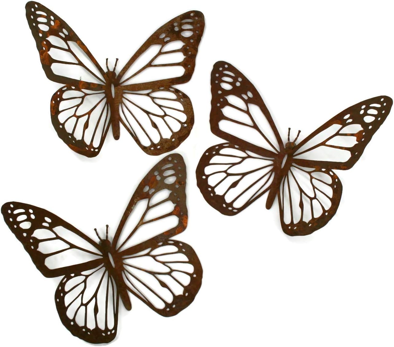 Giant Metal Monarch Butterfly Wall Art Decor 15 to 36 Inches Wide (Naturally Rusted, 24" Wide)