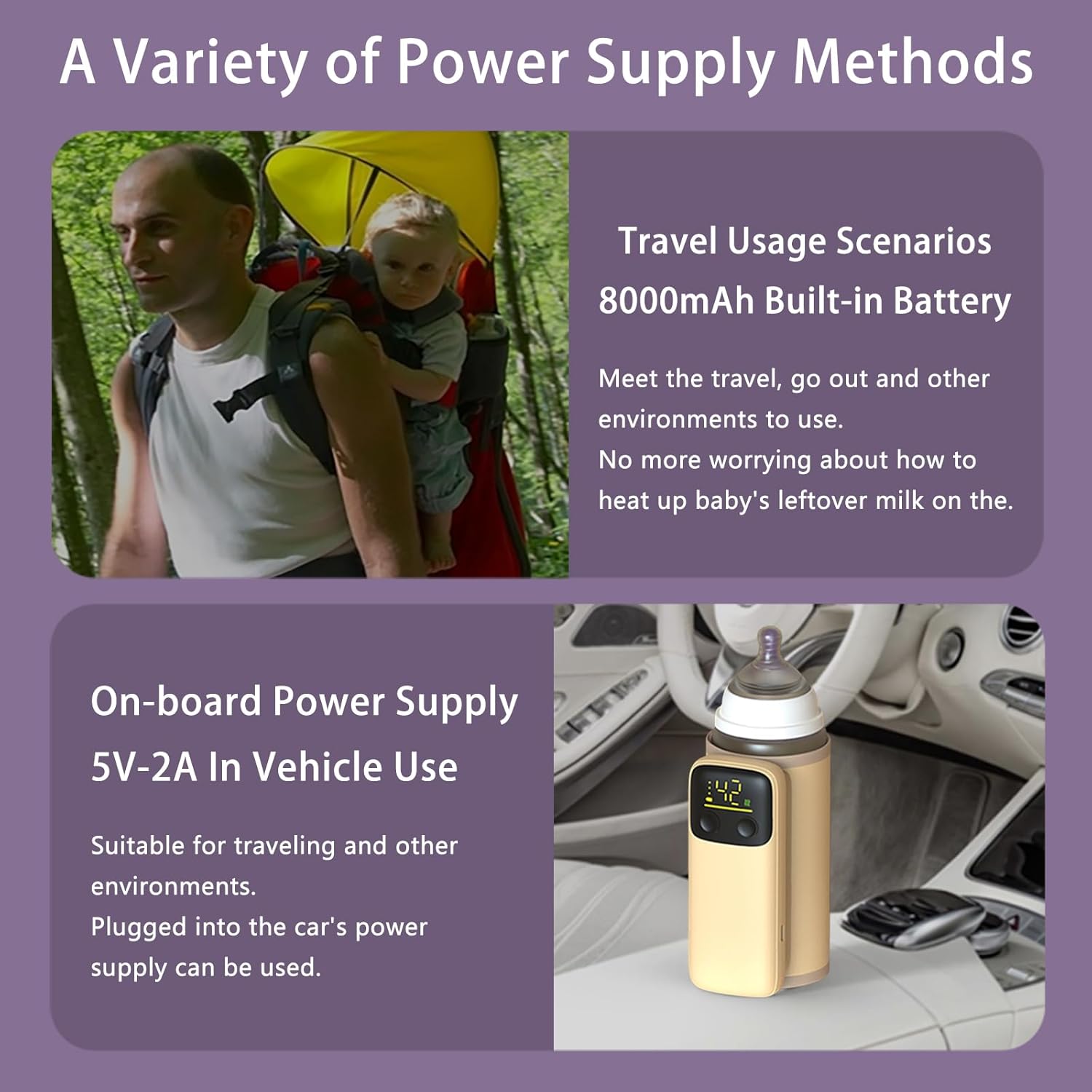 Fancemot Portable Bottle Warmer, 8000mAh Rechargeable Baby Milk Warmer, LCD Display Travel Bottle Warmer with Adjustable Size, Precise Temperature, Water-Free Warmer, 18W Fast Charging (4th Gen) - Image 9