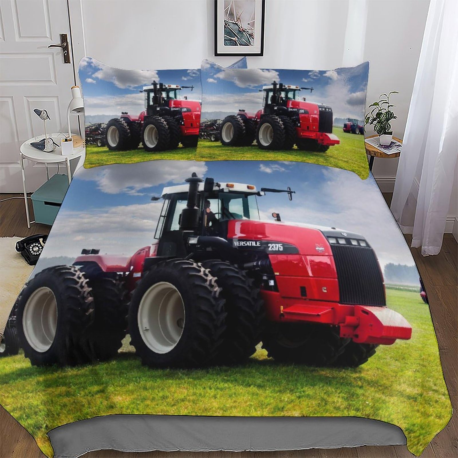 Tractor Duvet Cover Sets, Bedding Bed for Adults Teenager Kids, Quilt Covers with Pillowcase Easy Care And Super Soft Poly Cotton Comforter Cover 2 Pieces Set Single (135x200cm)