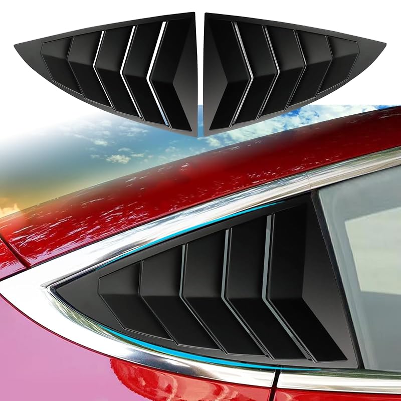 Aplique tipo louver para janela lateral traseira do Tesla Model 3 em ABS preto fosco XTnueotr — 1 unidade