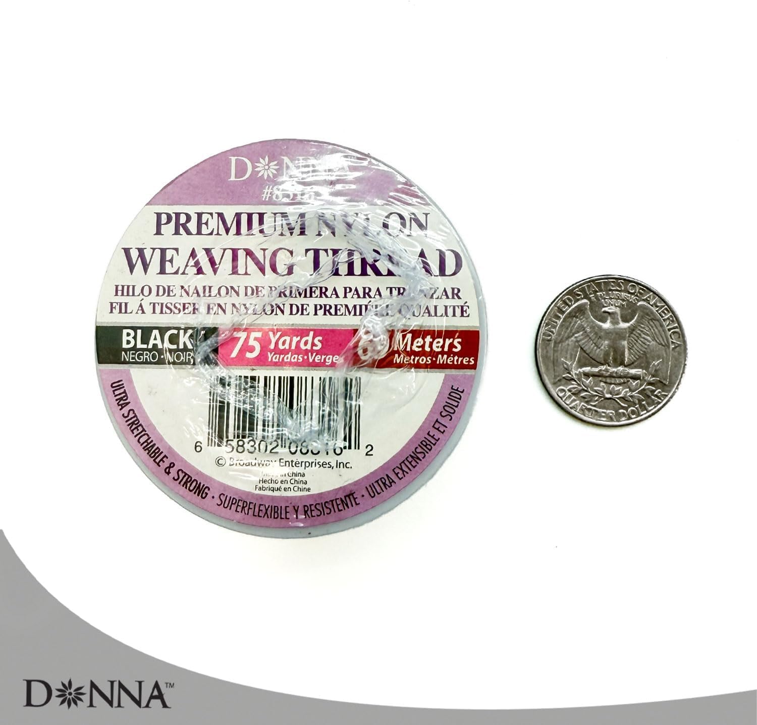 DONNA Premium Nylon Weaving Thread Spool, 75 Yards, Stretchy Strong Sewing Cord, Weft Wig Braid Use (Brown)