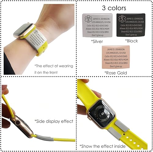 Miniatura 4 de Etiqueta de alerta médica personalizada etiqueta de identificación grabada personalizada para identificación de banda de reloj, etiqueta médica para