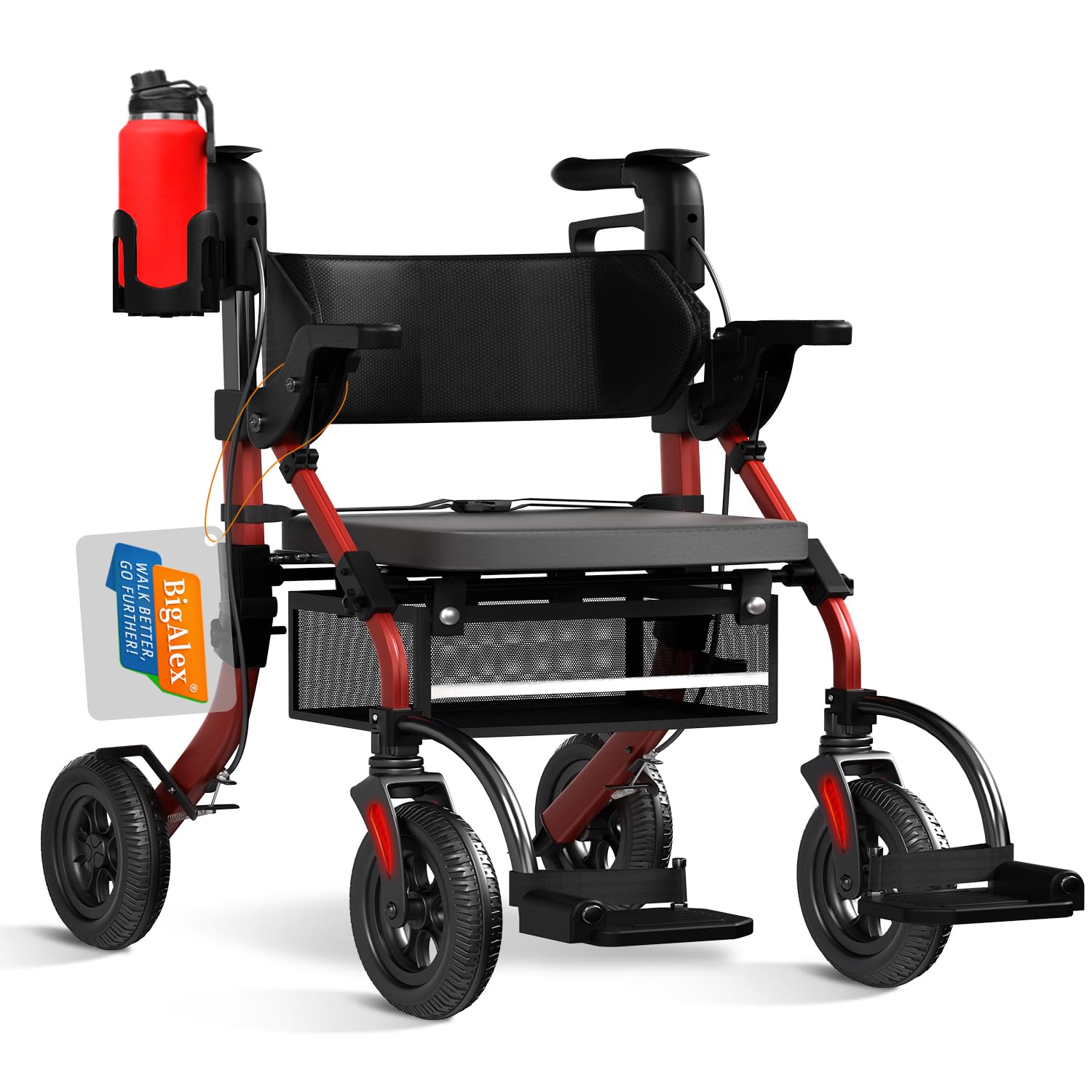 BigAlex 2-In-1 Rollator (Red)