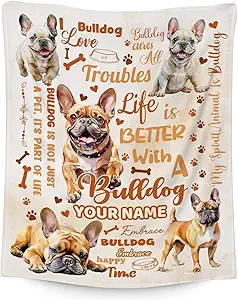 Custom Bulldog Blanket, Bulldog Lovers Gift, Cute Soft Throw Gifts for Girls Boys Women, Cozy Flannel Throw Blankets for Couch Sofa, 30"x40"