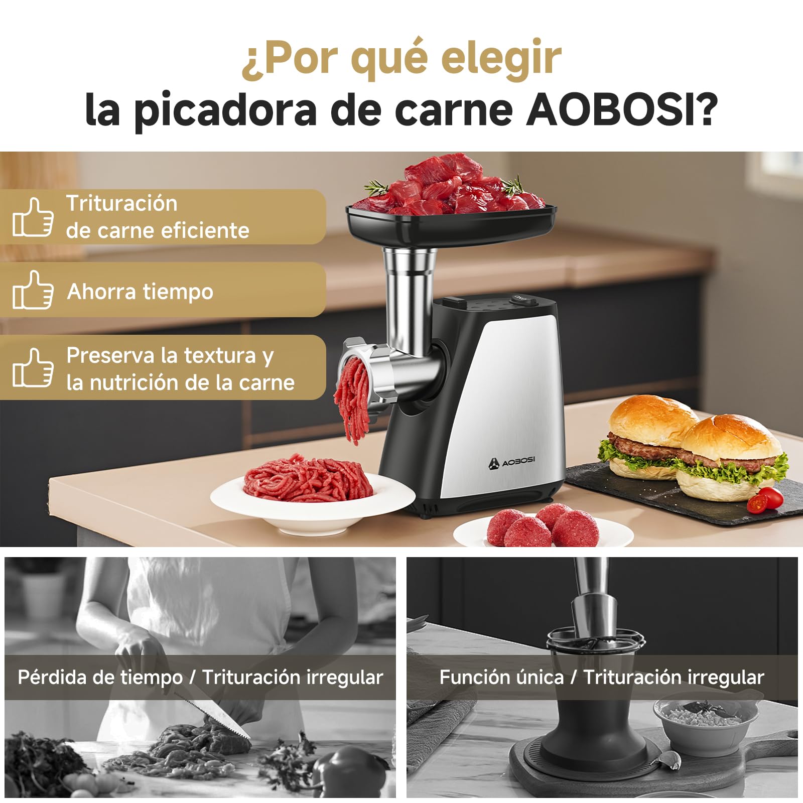 Tritacarne Elettrico 2000W - Professionale, Con 3 Piastre Acciaio, Funzione Reverse, Per Salsicce E Verdure - Foto 2