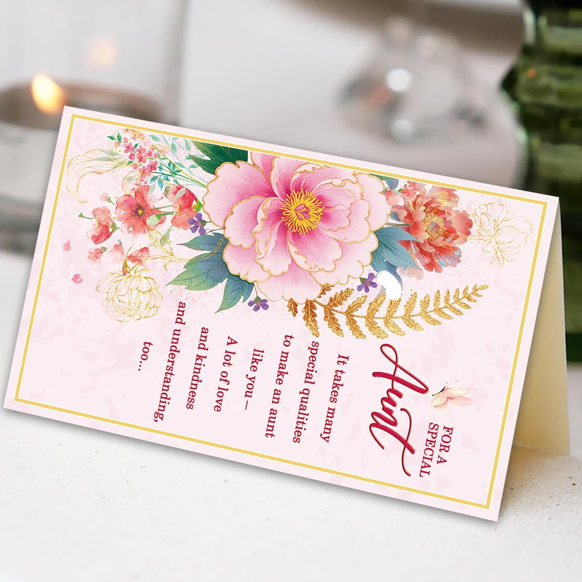 Aunt Birthday Card, Aunt Birthday Gifts, Thick Card Stock with Premium Envelope, 8x5.3 Inches, Double-Sided - Image 4