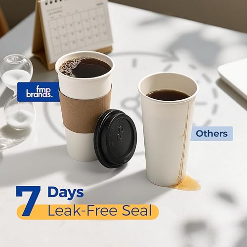 Miniatura 4 de Fit Meal Prep Paquete de 50 tazas de café desechables de 20 onzas con tapas, fundas, a prueba de fugas, tazas de café con tapas, vasos de papel