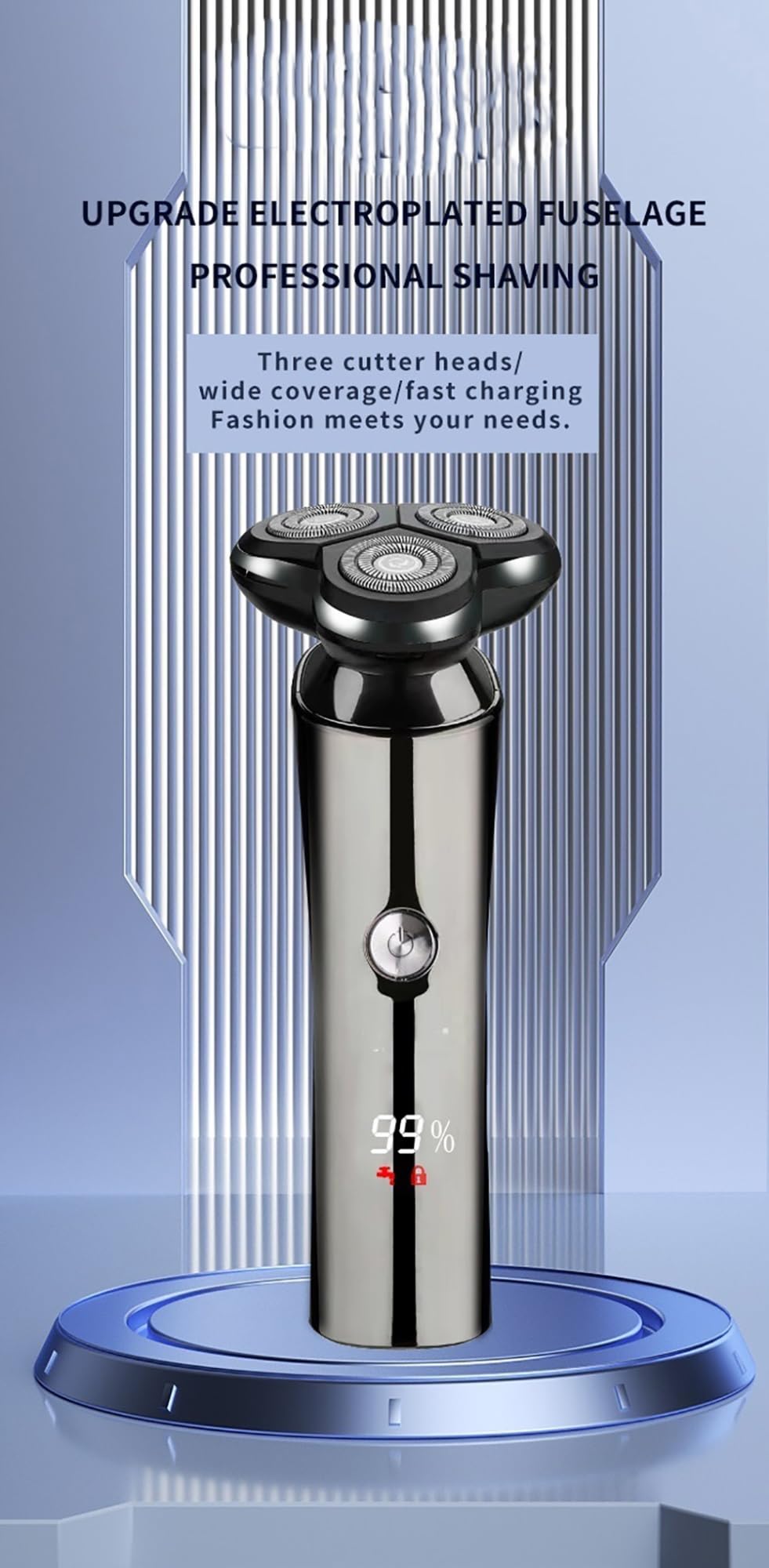 Rasoi per uomini calvi, rasoio elettrico da uomo ricaricabile rotante galleggiante rasoio barba trimmer capelli display LCD macchina da barba bagnata e asciutta