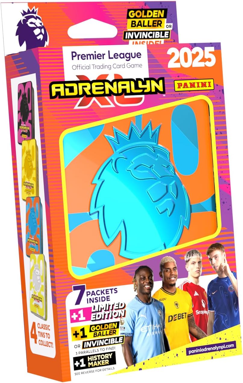 Panini Premier League 2024/25 Adrenalyn XL Classic Tin - 59 Cards, 1 Limited Edition, 1 Golden Baller/Invincible, 1 History Maker - Trading Cards