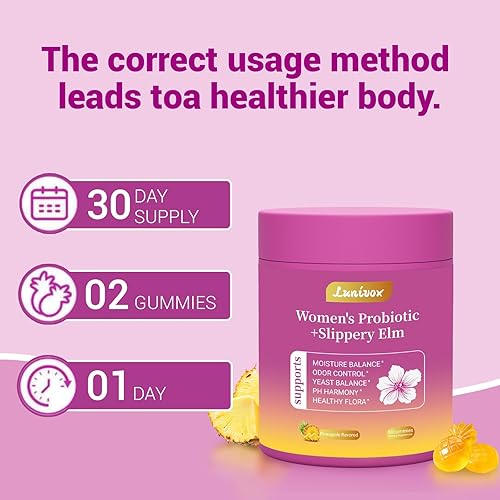 Miniatura 5 de Her Juicy - Gomitas probióticas diarias para mujer con prebióticos y olmo resbaladizo, promueve el equilibrio del pH, la salud intestinal y el apoyo