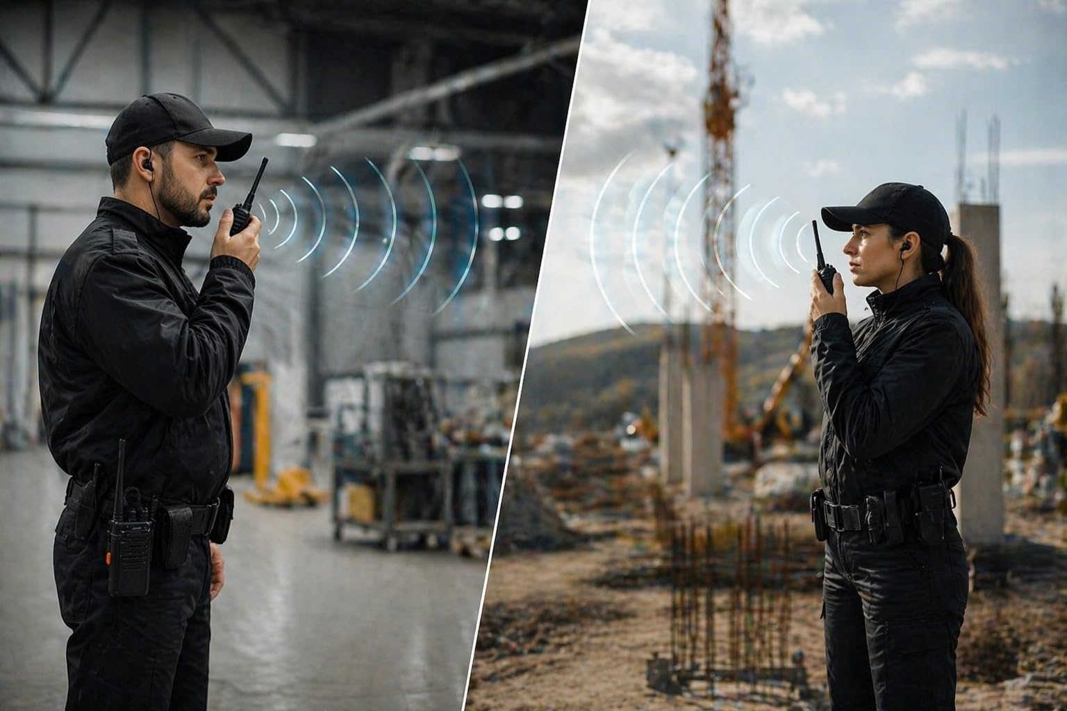 Walkie Talkie Professionali 2 Pezzi Bdit Accessori con Auricolari, Base di Ricarica, Lungo Raggio, Radio Ricetrasmittente Portatile per Sicurezza, Magazzino, Cantiere, Hotel