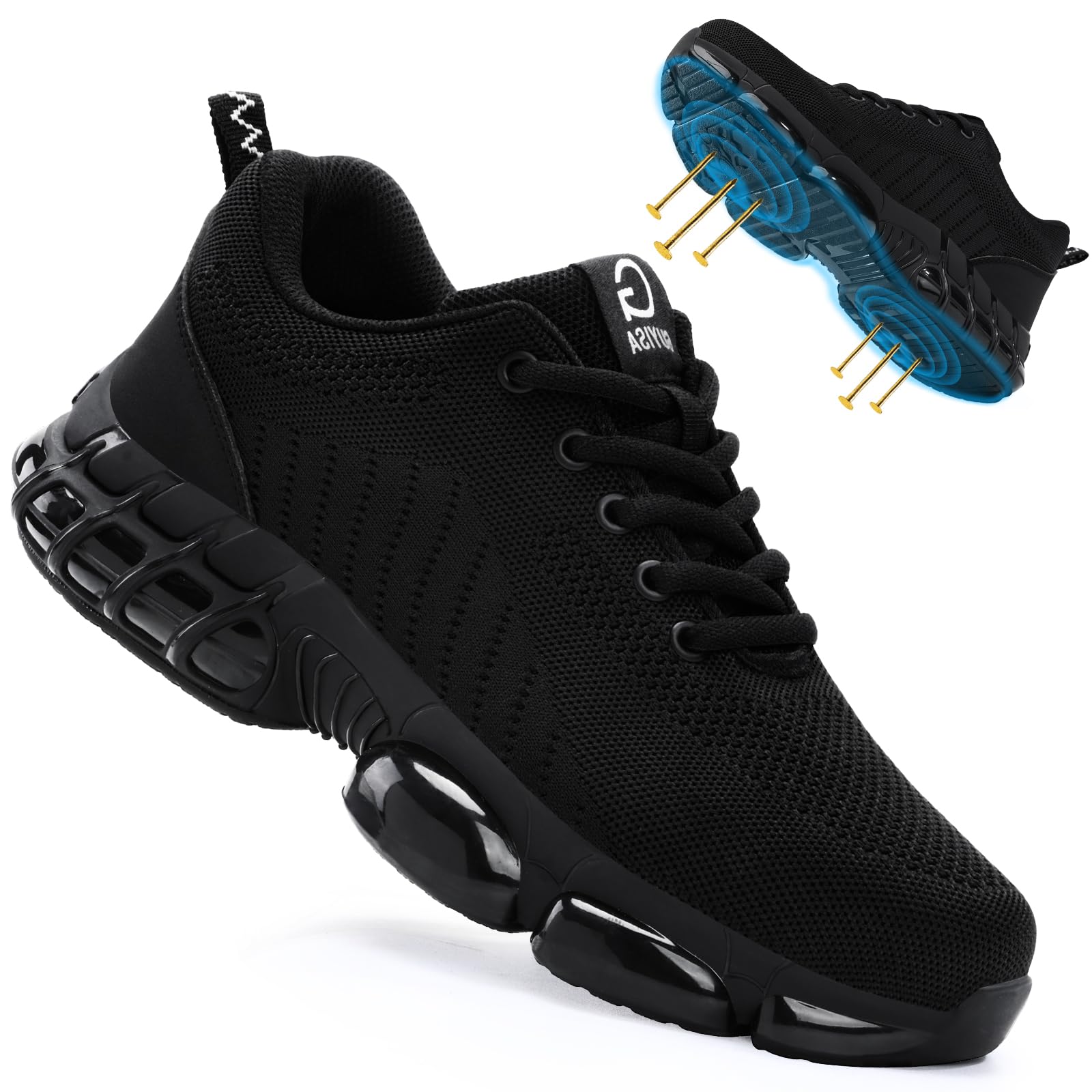 BAIYIJIA Steel Toe Work Shoes for Men Lightweight Safety Shoes with Puncture Resistant Sole Comfortable Construction Industrial Work Shoe for