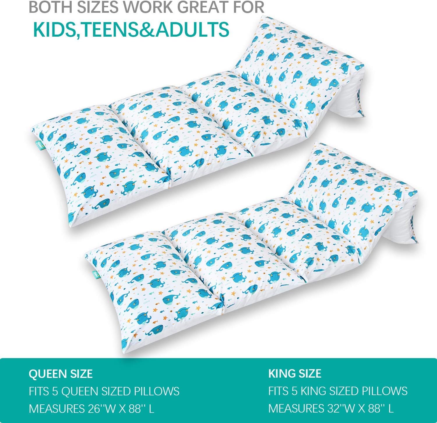 Floor Lounger Cover Non-Slip & Machine Washable Perfect for Pillow Bed Recliners & Reading Watching Time or Slumber Party, Whale (Requires 5 Queen/Standard Pillows) : Home & Kitchen