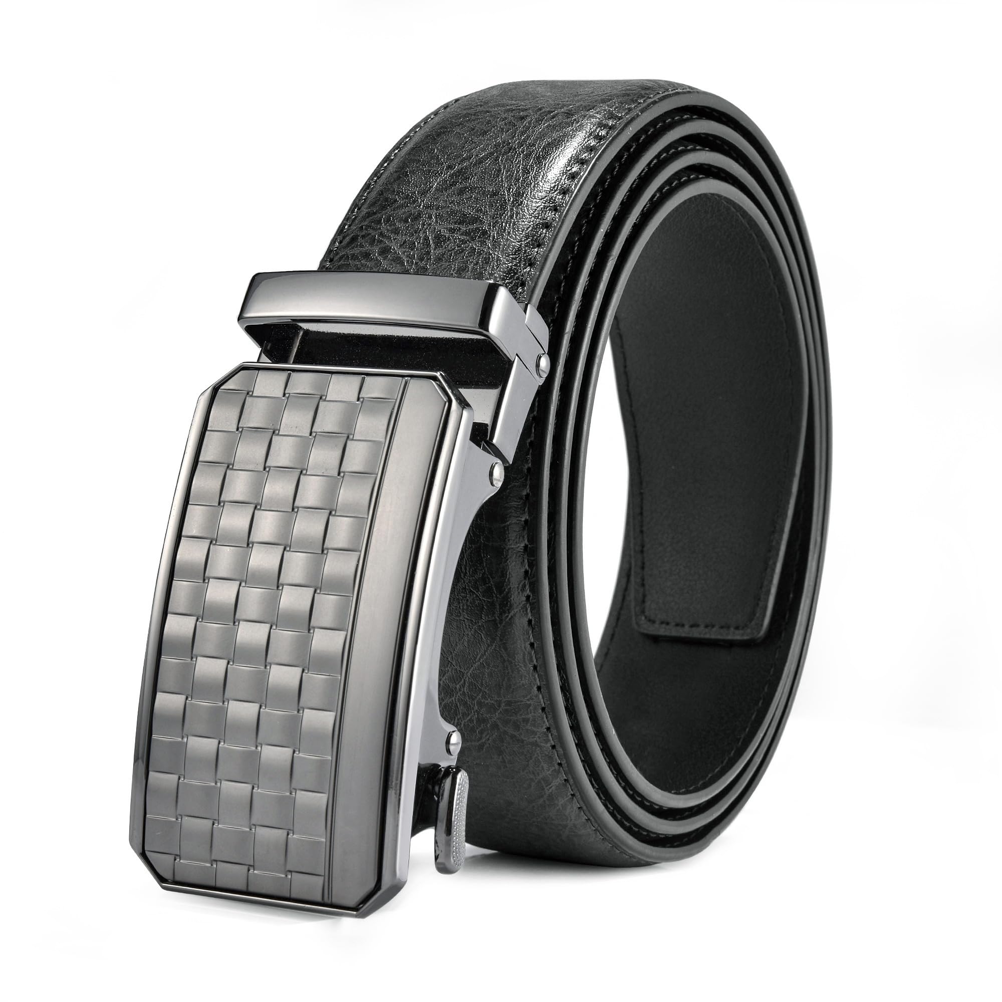 FEFLO Cintura Uomo, Cintura Pelle con Fibbia Automatica cricchétto, Larghezza 35 mm,Taglia Regolata, Adatto per abbigliamento da lavoro e casual