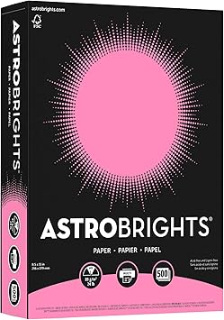 Bright Color Paper, Neenah Astrobrights, Letter Paper Size, 24 Lb, FSC Certified, Pulsar Pink, Ream Of 500 Sheets
