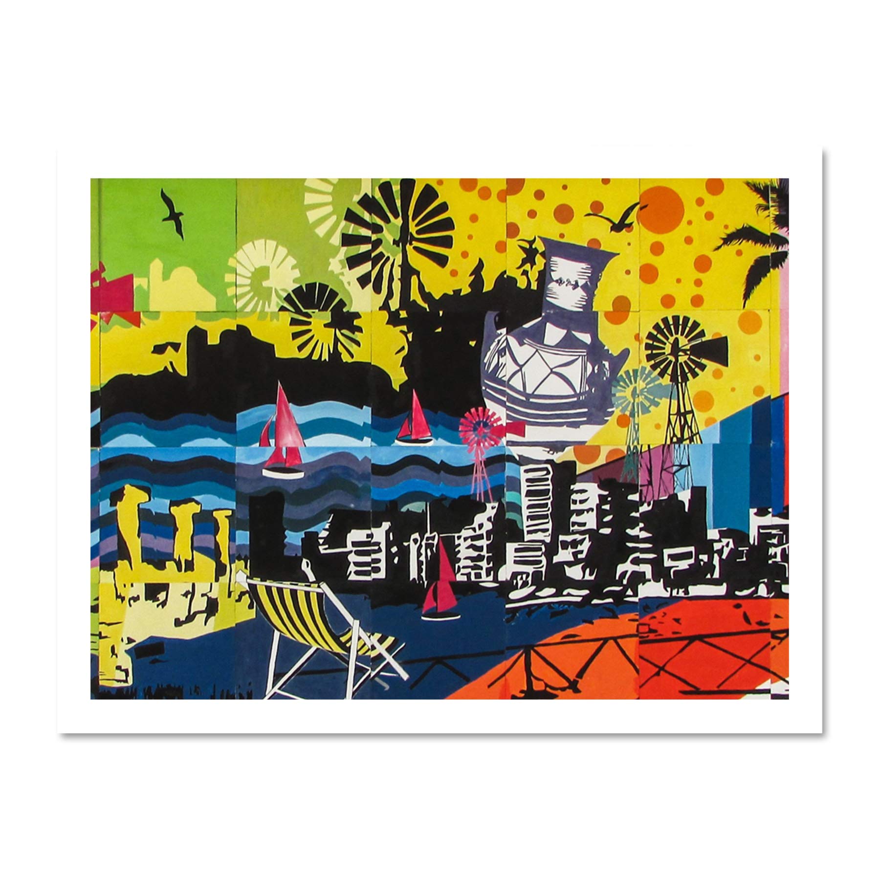 Graffiti Mural Paralimni Secondary Cyprus Large Framed Art Print Poster Wall Decor 18x24 inch