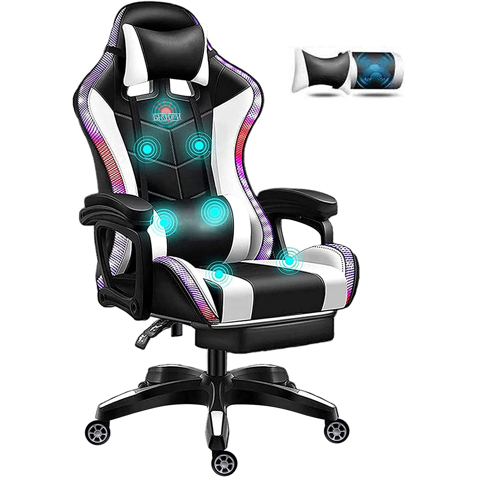 Chaise de bureau ergonomique blanche et lumineuse pour télétravail et sessions vidéo