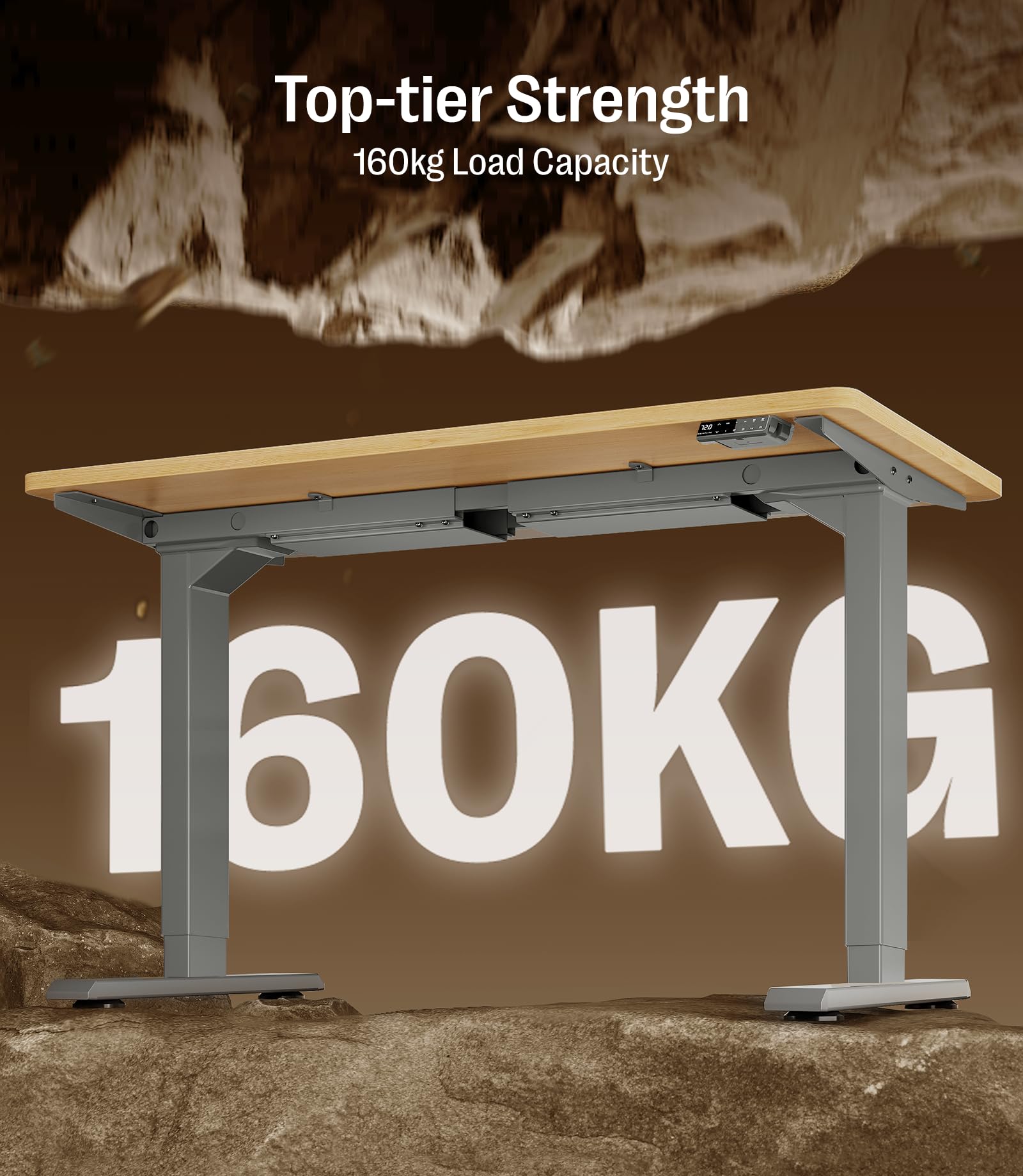 MAIDeSITe Höhenverstellbarer Schreibtisch (160x80cm), Höhenverstellbar Stehtisch Elektrisch, Energieeffizient‌ Flüsterleiser Dualmotor Traglast 160kg Mit Kollisionsschutz Funktion - S2 Pro