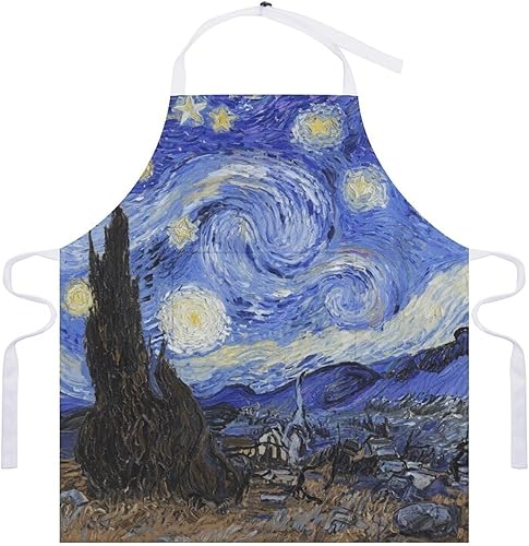 Miniatura 7 de MUSM Apron for Adults - 27.6 X 31.5 Inch, Heavy-Duty Polyester Aprons with Two Large Pockets, Waterproof The Starry Night Kitchen Apron for Cooking,