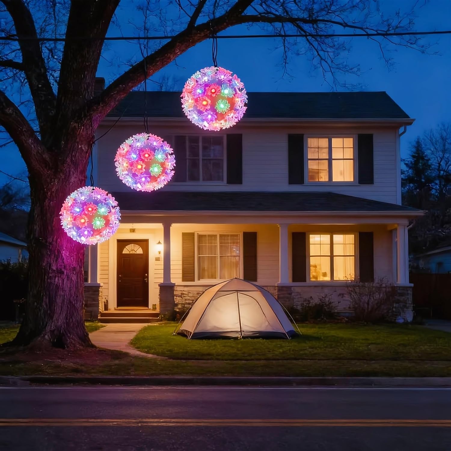 6" Multi-Colored Starlight Sphere Lights, UL Certified Commercial LED Hanging Sphere Light Set, for Indoor Outdoor Party, Festival, Wedding, Garden, Gate, Patio.