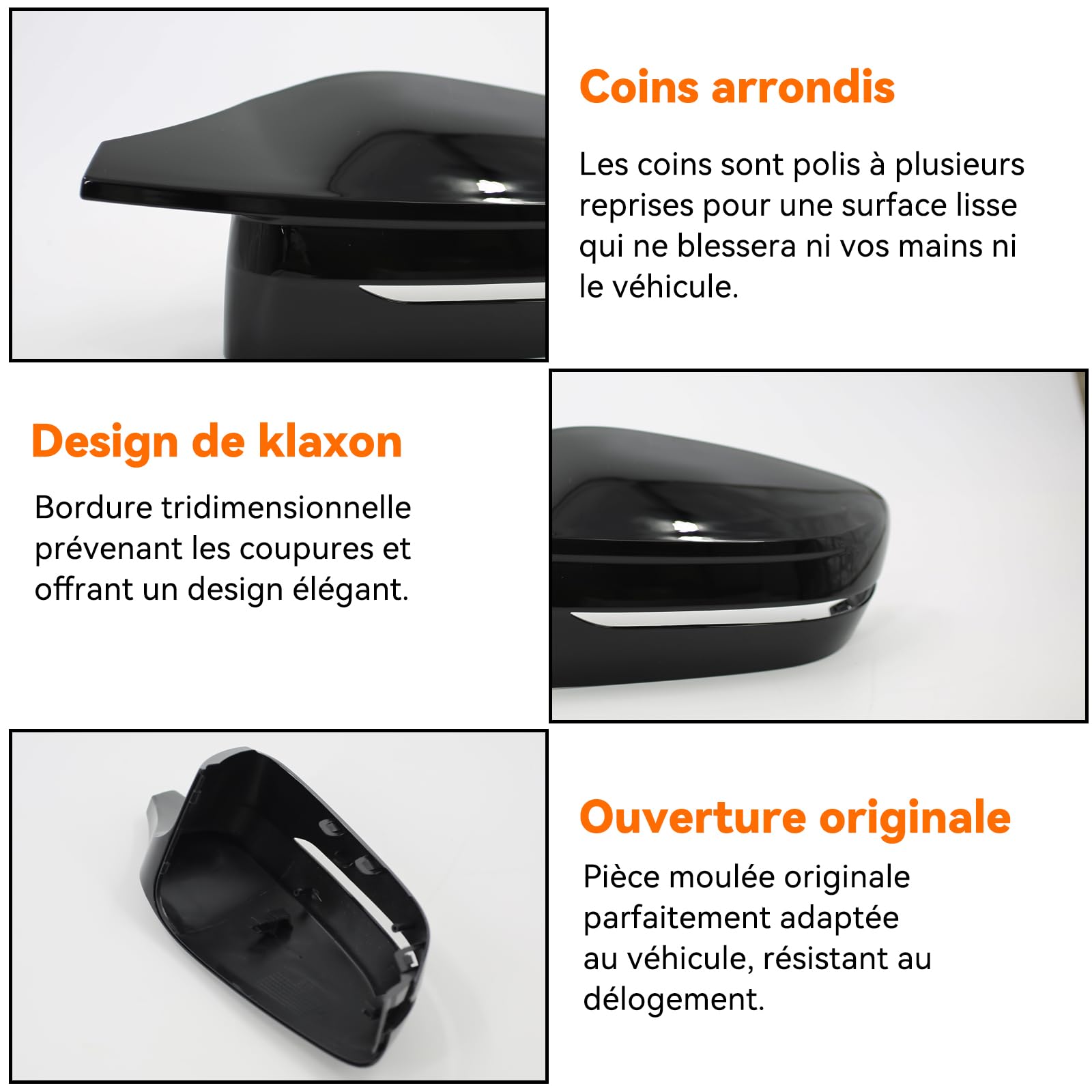 Lot de 2 capuchons de rétroviseur de voiture, compatibles avec BMW G20, G21, G28, G22, G23, G30, G38, G11, G12, G15, G16, modèle uniquement avec gouvernail gauche, noir brillant