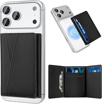 TopMade for MagSafe Wallet, Strongest Magnetic Card Holder for iPhone 17/16/15/14/13/12 Series, Minimalist Leather Trifold Magnetic Wallet for Phone Case, 9 Cards Holder, RFID Blocking, Black