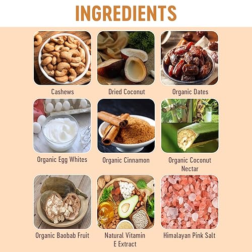 Miniatura 5 de Barra de anacardo y canela, orgánica, paleo, sin gluten y cruda por Mammoth Bar, 0.35-0.47 onzas de proteína, 1.8 onzas (10 barras)