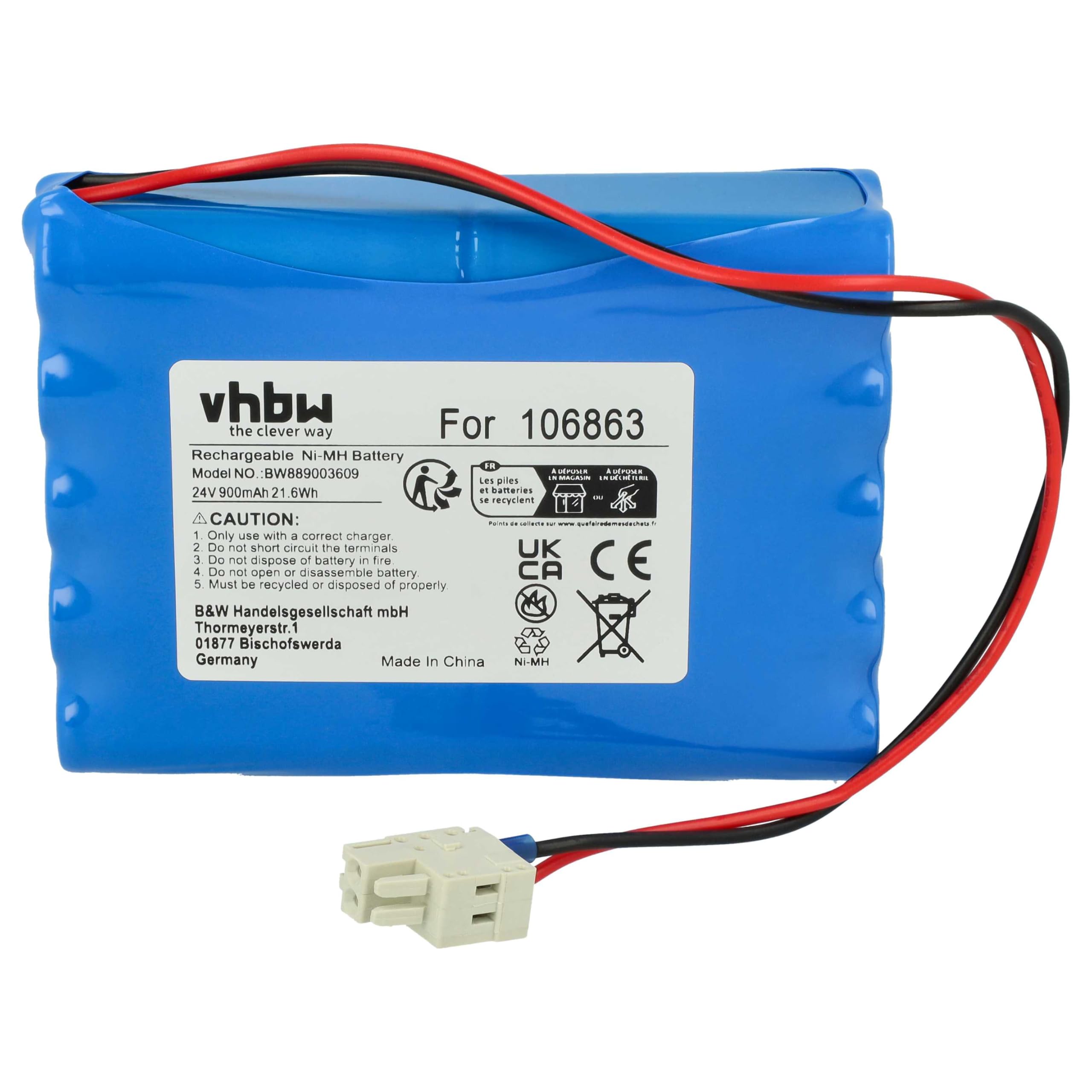 vhbw batteria sostituisce Geze 25020, 106863, 20KR15/48, 80100404, 4894128192794, 51526 per porta elettrica scorrevole (0,9Ah, 24V, NiMH)