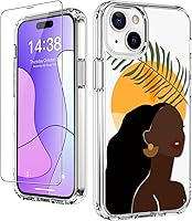 Vista 1 de LUHOURI Funda para iPhone 15 con protector de pantalla – Cristal acrílico transparente – Diseños de moda para mujeres y niñas – Funda protectora