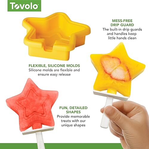 Miniatura 7 de Tovolo - Juego de moldes para paletas en forma de estrella, paquete de 4 moldes apilables para paletas con protección antigoteo, silicona sin BPA