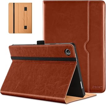 DTTO for Samsung Galaxy Tab A9 Plus 11 inch Case 2023, Premium Leather Business Folio Stand Cover with Hand Strap for Galaxy Tab A9+ 11 2023 Model SM-X210/X216/X218 - Auto Wake/Sleep, Brown