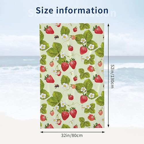 Miniatura 4 de ZERAOKE Hermosa toalla de playa de microfibra de fresa de gran tamaño para viajes, 32 x 52 pulgadas, toalla de playa portátil de secado rápido para