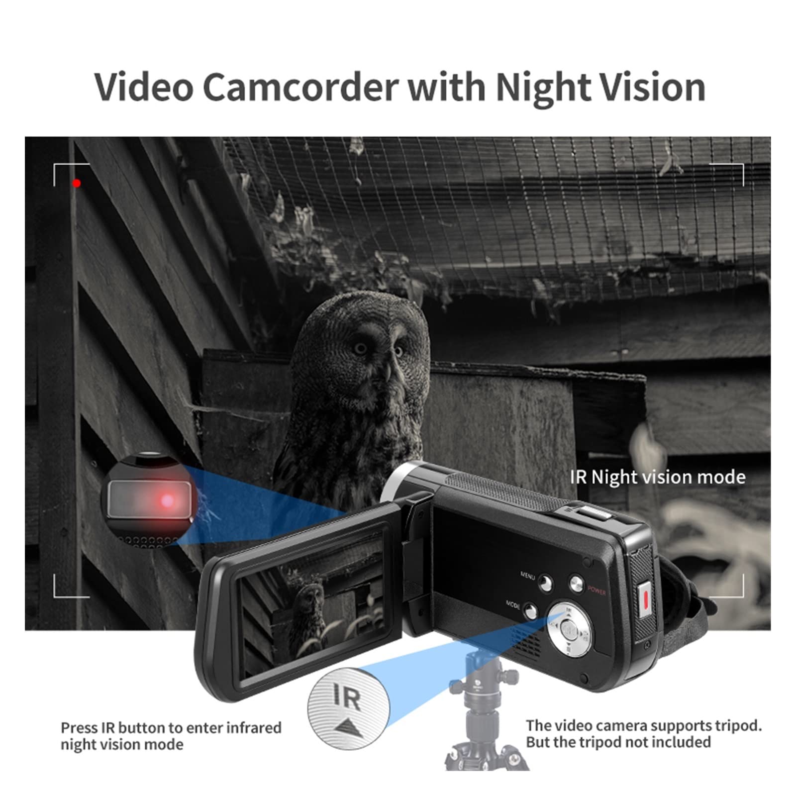 Videocamere 4K Vlog for Video Videocamere digitali for Visione Notturna IR 1080P 60FPS for Fotografia di Blog