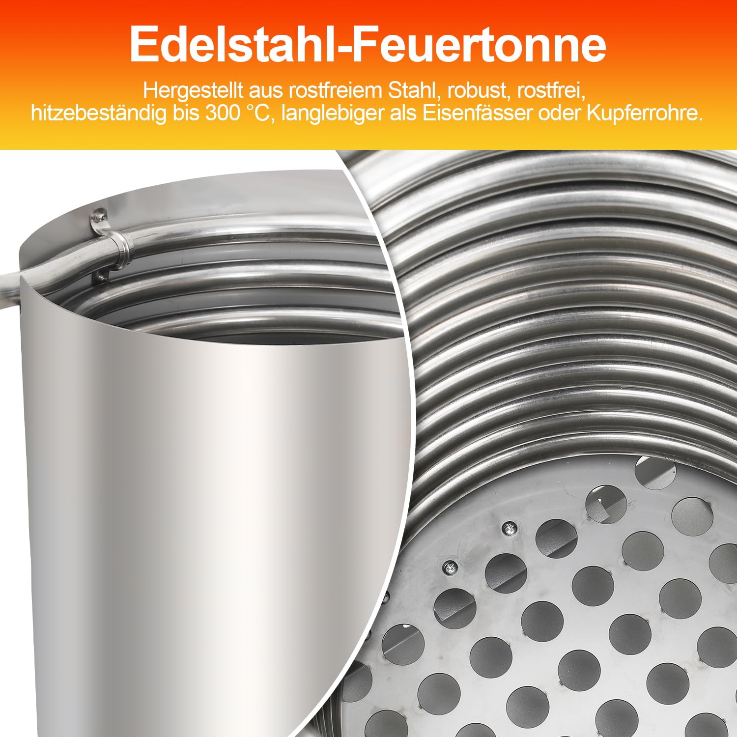 Gimisgu Riscaldamento per Piscina con Fuoco, Serbatoio per Piscina con Spirale riscaldante, 100% Acciaio Inox, Riscaldamento per Piscina con connettori da 32/38 mm
