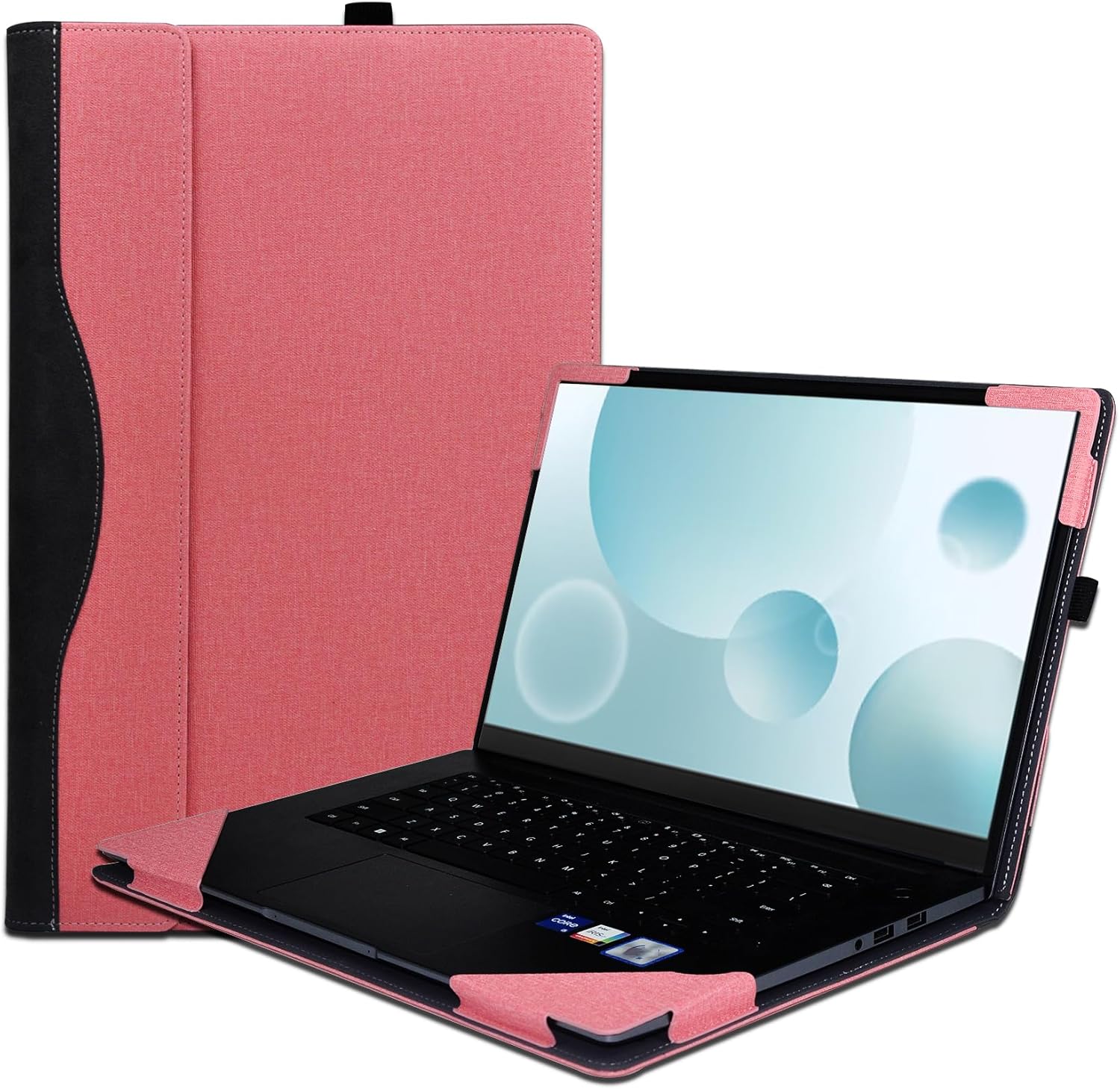 Laptop Cover Case for 15.6 inch Lenovo IdeaPad 3 Gen6 Gen7 & Lenovo IdeaPad Slim 3 Gen8,[Do Check Size] PU Leather Detachable Notebook Bag Sleeve (Pink)