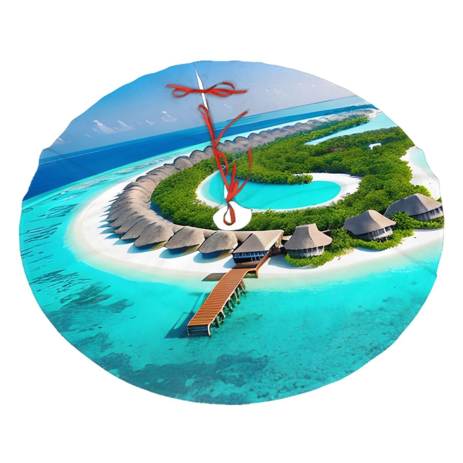 Maldives Scenery Printed Christmas Tree Skirt Christmas Plush Tree Skirt 48 inches (About 112.2 cm) Christmas