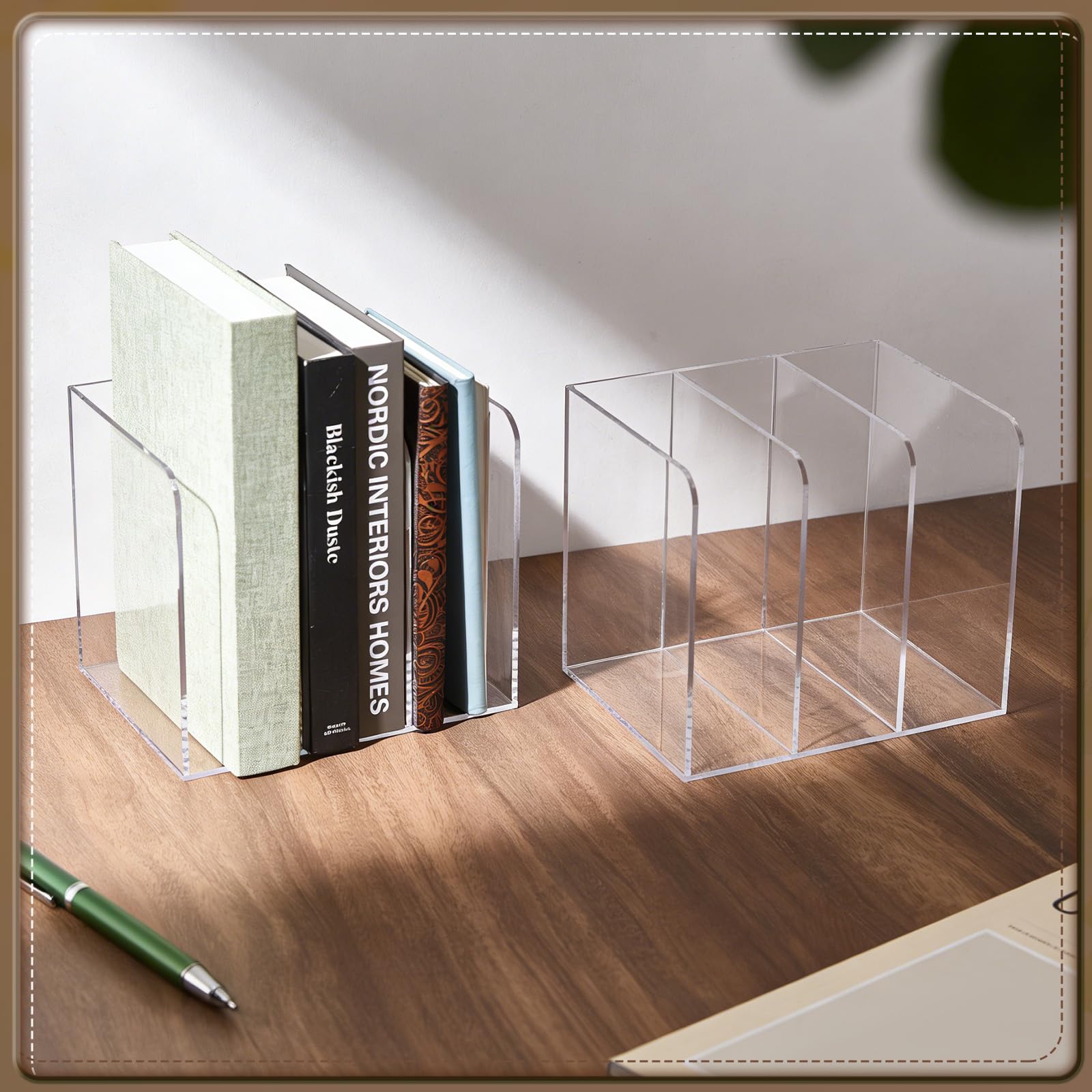 2 Stück Acryl Zeitschriftenhalter Schreibtischorganizer Transparenter Buchstützen Dokumentenhalter Mit 3 vertikalem Fach Ordnerablage Büroorganisation Dokumentensortierer Für Büro Zuhause