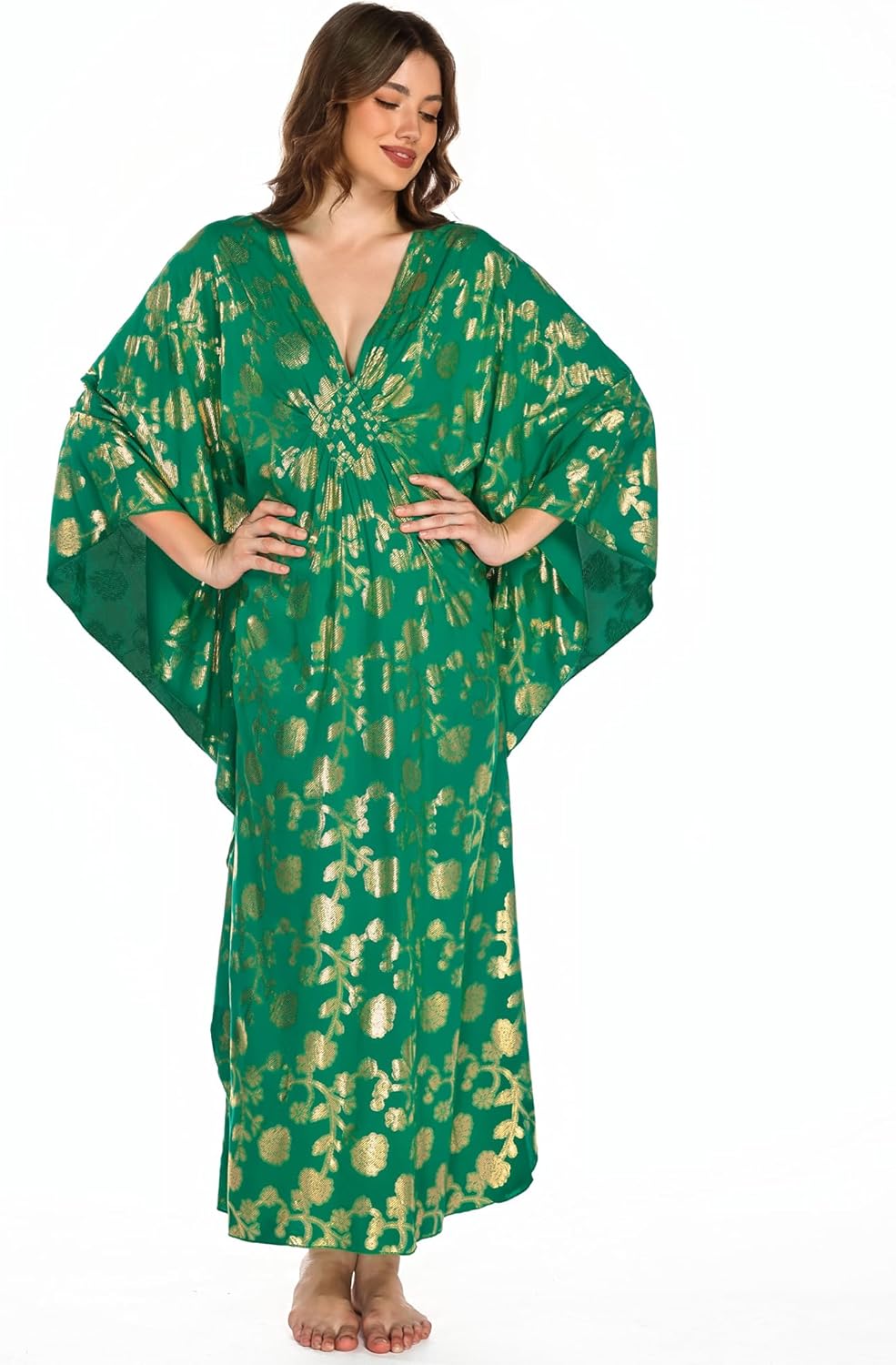 Bsubseach Kaftan Dresses for Women Plus Size Caftan Batwing Sleeves Beach Cover Up Maxi Beach Dress - Image 6