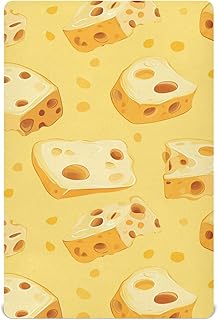 Yellow Cheese Print Crib Sheets Soft Breathable Fitted Baby Crib Sheets Mattress Cover for Girls Boys, 52" x 28" x 9"