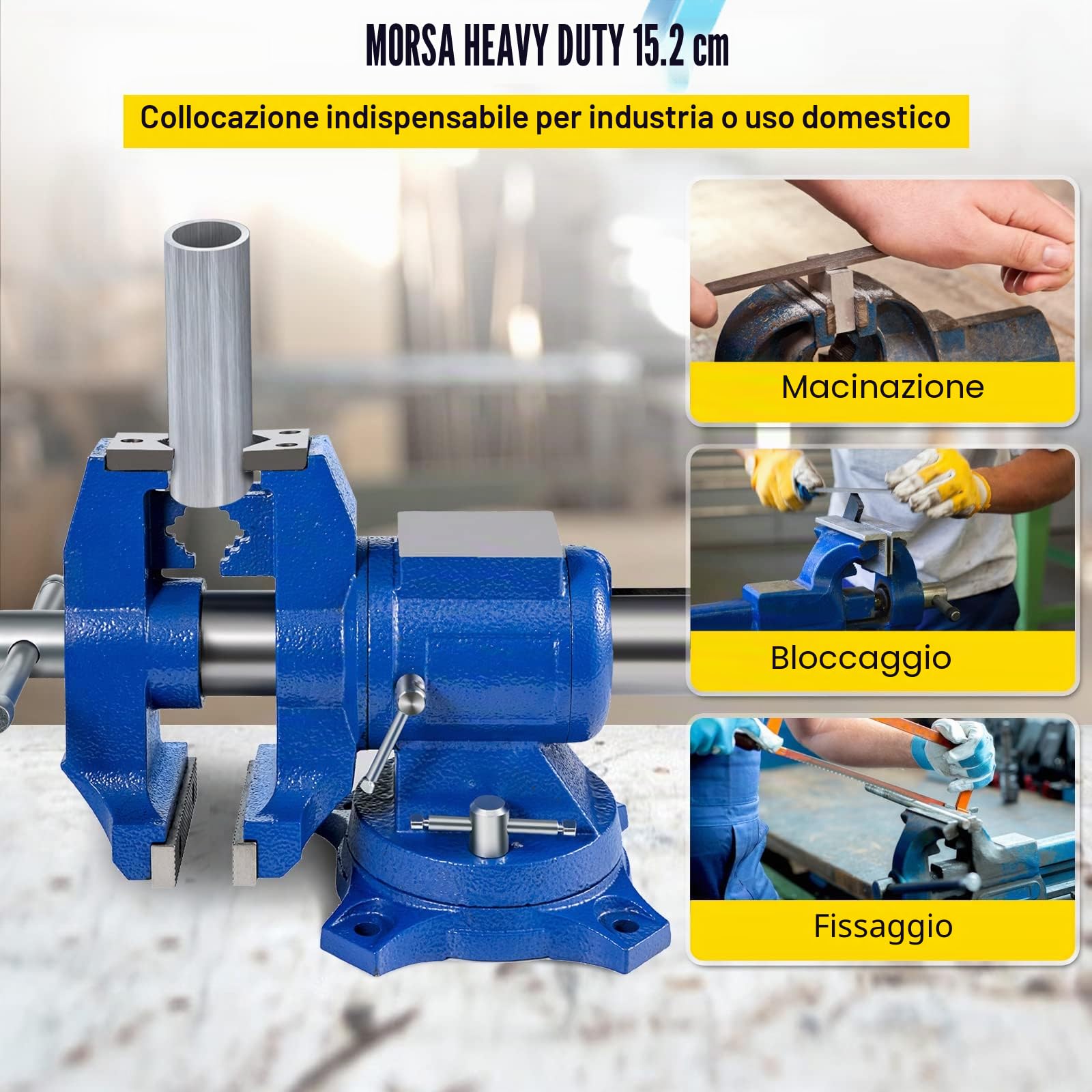 BestEquip Morsa da Banco Multiuso 6 Pollici 150mm Morsa da Banco Girevole in Ghisa Morsa Multiuso con Base Girevole 360 Gradi